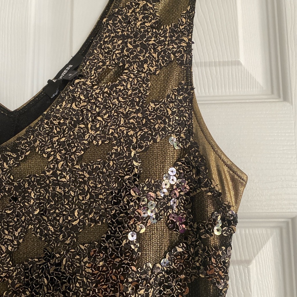 Vintage Express Gold Sequin mini dress - Picture 3 of 3